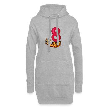 8ème anniversaire motif girafe - huit ans - Sweat-shirt à capuche long Femme - gris chiné - Devant
