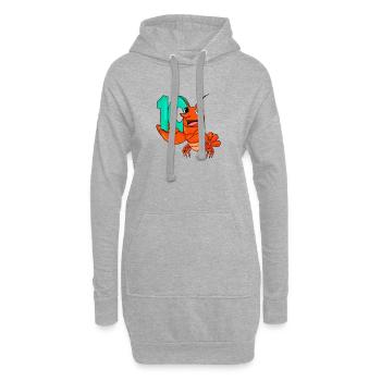 10. Geburtstag Motiv Hummer - zehn Jahre - Hoodie-Kleid - Grau meliert - Vorne