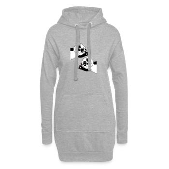 Niedliche Pandas - Hoodie-Kleid - Grau meliert - Vorne