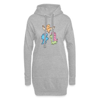 Dinosaure - Sweat-shirt à capuche long Femme - gris chiné - Devant