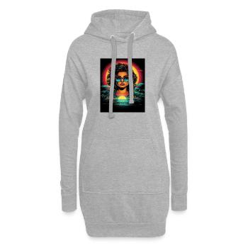 Neon Retro Frauenportrait mit Sonnenuntergang - Hoodie-Kleid - Grau meliert - Vorne