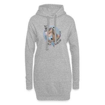 Endlich Schulkind Pferd mit Schultüte Blau - Hoodie-Kleid - Grau meliert - Vorne