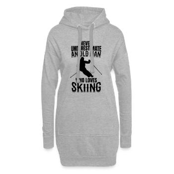 Alter Mann Skifahrer - Hoodie-Kleid - Grau meliert - Vorne