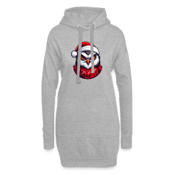 Weihnachtseule im Santa Outfit - Hoodie-Kleid - Grau meliert - Vorne