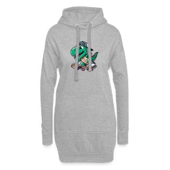 TRex Dino Tyrannosaurus Skateboard - Hoodie-Kleid - Grau meliert - Vorne