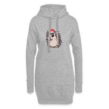 Hérisson Noël - Sweat-shirt à capuche long Femme - gris chiné - Devant