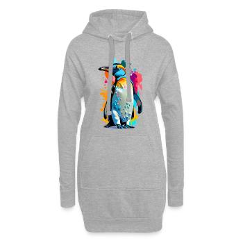 Königspinguin - Pinguin Bunt Kaiserpinguin Vogel - Hoodie-Kleid - Grau meliert - Vorne