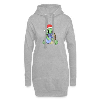 Tortue bébé Noël - Sweat-shirt à capuche long Femme - gris chiné - Devant