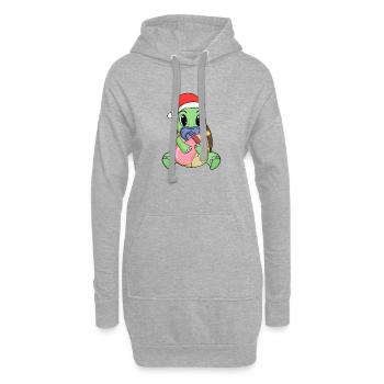 Tortue bébé Noël - Sweat-shirt à capuche long Femme - gris chiné - Devant