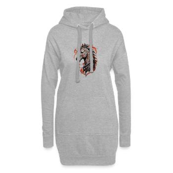 Horse Head Majestic Tribal Horse Tattoo - Hoodie Dress - heather grey - Front