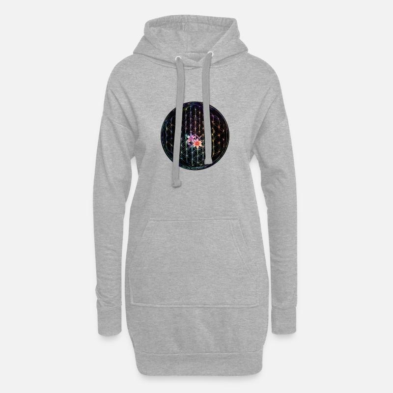 Regenbogen Lebensblume Design - Hoodie-Kleid - Grau meliert