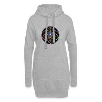 Fleur de vie kaléidoscopique - Sweat-shirt à capuche long Femme - gris chiné - Devant