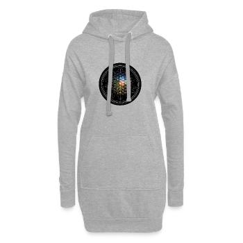 Blume des Lebens Regenbogen - Hoodie-Kleid - Grau meliert - Vorne
