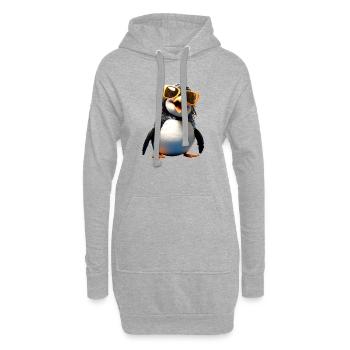 Pinguin Sonnenbrille Geschenk Ich Liebe Pinguine - Hoodie-Kleid - Grau meliert - Vorne