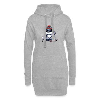 British Shorthair Katze beim Skifahren Winter - Hoodie-Kleid - Grau meliert - Vorne