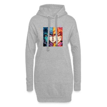 Manga Gesicht - Hoodie-Kleid - Grau meliert - Vorne