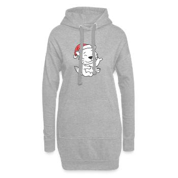 Chat Mignon Burmilla Fatigué Noël - Sweat-shirt à capuche long Femme - gris chiné - Devant