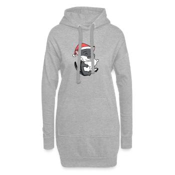Katze Niedlich Norwegische Waldkatze - Hoodie-Kleid - Grau meliert - Vorne