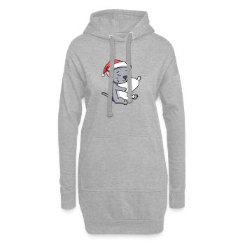 Chat Mignon Korat Chat Fatigué Noël - Sweat-shirt à capuche long Femme - gris chiné - Devant
