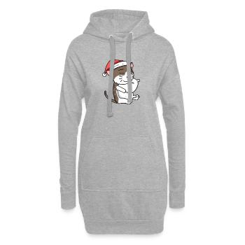 Chat Mignon Chat Birman Fatigué Noël - Sweat-shirt à capuche long Femme - gris chiné - Devant