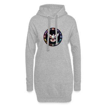 Friedens-Taube im Farbenzauber - Hoodie-Kleid - Grau meliert - Vorne