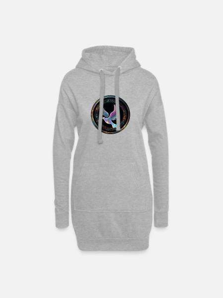 Galaxy Taube im Sternenring - Hoodie-Kleid - Grau meliert