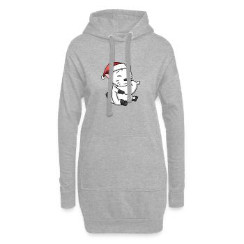 Chat mignon American Bobtail fatigué Noël - Sweat-shirt à capuche long Femme - gris chiné - Devant