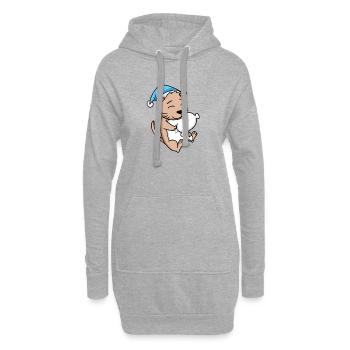 Chat avec oreiller et bonnet somnolent - Sweat-shirt à capuche long Femme - gris chiné - Devant