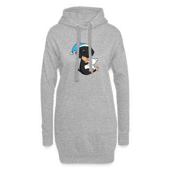 Schlafen Müdigkeit Hund Hunderasse Dackel - Hoodie-Kleid - Grau meliert - Vorne