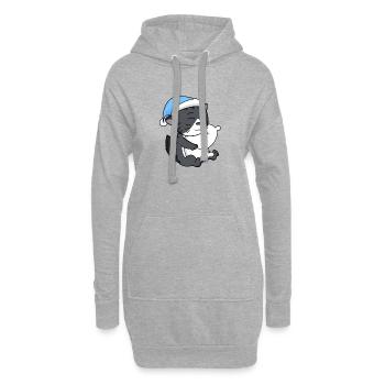 Dormir fatigué - Chat avec oreiller et bonnet somnolent - Sweat-shirt à capuche long Femme - gris chiné - Devant