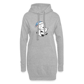 Dormir fatigué - Chat avec oreiller et bonnet somnolent - Sweat-shirt à capuche long Femme - gris chiné - Devant