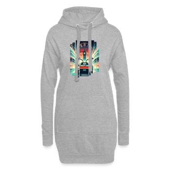 Retour vers le futur 2024 rétro vintage - Sweat-shirt à capuche long Femme - gris chiné - Devant