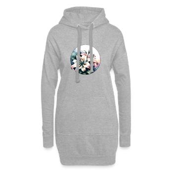 Lys dessinés - Sweat-shirt à capuche long Femme - gris chiné - Devant