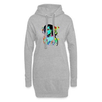 Explosion de couleurs de portrait néon - Sweat-shirt à capuche long Femme - gris chiné - Devant