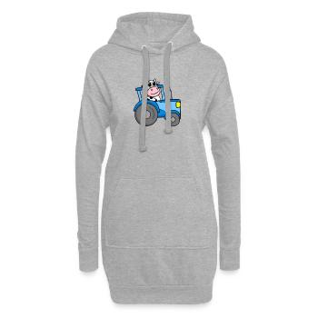 Kuh Traktor Bauernhof - Hoodie-Kleid - Grau meliert - Vorne