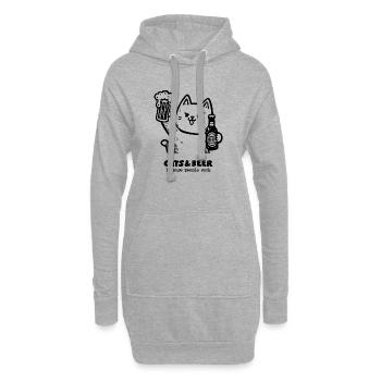 Katzen und Bier 1 - Hoodie-Kleid - Grau meliert - Vorne
