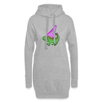 4. Geburtstag Motiv Iguana - vier Jahre alt - Hoodie-Kleid - Grau meliert - Vorne