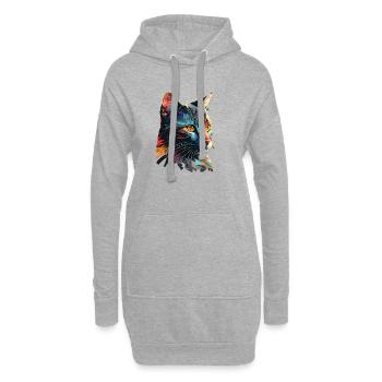 Bunte Katze - Hoodie-Kleid - Grau meliert - Vorne