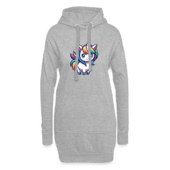 Niedliches Regenbogen-Einhorn – Kawaii-Stil - Hoodie-Kleid - Grau meliert - Vorne