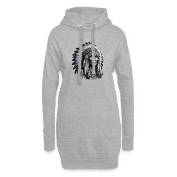 Amérindien Peau rouge d’Amérique - Sweat-shirt à capuche long Femme - gris chiné - Devant