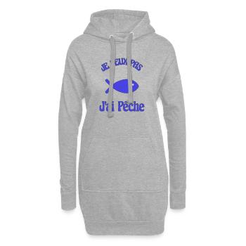 JE PEUX PAS. PÊCHE. POISSON. POISSON D'AVRIL - Sweat-shirt à capuche long Femme - gris chiné - Devant