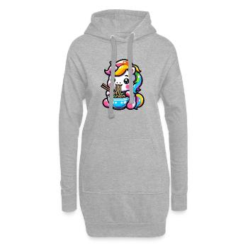 Japonais Kawaii Licorne Ramen Cuisine Asiatique - Sweat-shirt à capuche long Femme - gris chiné - Devant