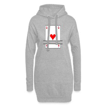 Spielkarte Herz Ass mit Banner Platz - Hoodie-Kleid - Grau meliert - Vorne