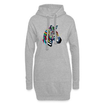 Zèbre - Sweat-shirt à capuche long Femme - gris chiné - Devant
