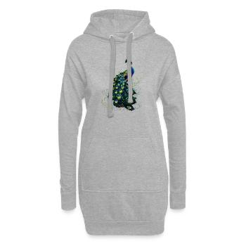 Paon Bleu Paon Roue De Paon Roue Paon Roue De Paon - Sweat-shirt à capuche long Femme - gris chiné - Devant