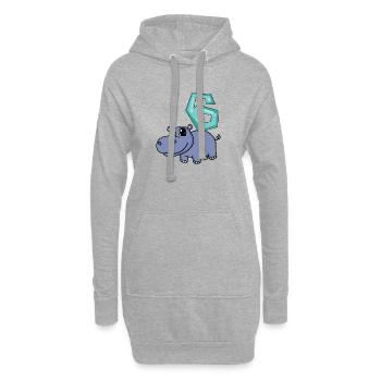 Motif 6ème anniversaire Hippopotame - Six ans - Sweat-shirt à capuche long Femme - gris chiné - Devant