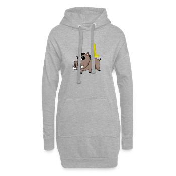 1. Geburtstag Motiv Wildschwein - Eins Jahre alt - Hoodie-Kleid - Grau meliert - Vorne