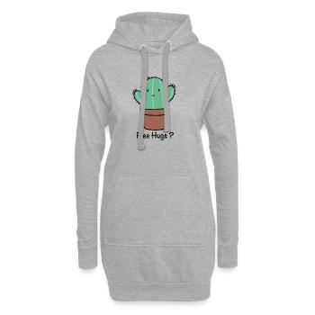 Süßer Kaktus Free Hugs - Hoodie-Kleid - Grau meliert - Vorne