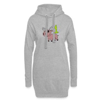 1. Geburtstag Motiv Elch - eins Jahre alt - Hoodie-Kleid - Grau meliert - Vorne