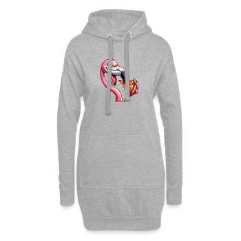 Lustiger Flamingo Pizza Pizzaliebhaber Fast Food - Hoodie-Kleid - Grau meliert - Vorne